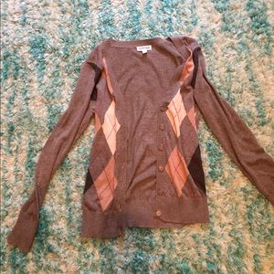 Grey Argyle Cardigan